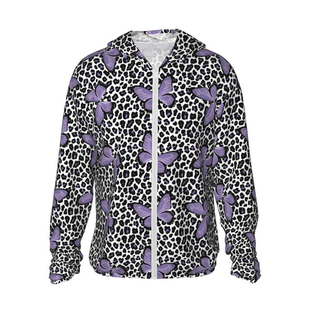 Vsdgher Sweat à Capuche Imprimé Papillons Violets pour Hommes Femmes, Protection Solaire à Manches Longues pour Course Natation-Moyen