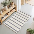 thumbnail image 3 of Navy Blue Leaf Stripe Washable Small Entryway Area Rugs 2'x3', Country Vintage Beige Minimalist Vertical Leaves Washable Throw Rug Non-Slip Sturdy Edge Binding Carpet for Front Door Floor Room Entry, 3 of 9
