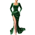 thumbnail image 2 of TIMIFIS Women's Summer Off the Shoulder Long Formal Dresses Sleeveless Ruched Bodycon Wedding Guest Slit Party Club Maxi Dress pring, 2 of 4