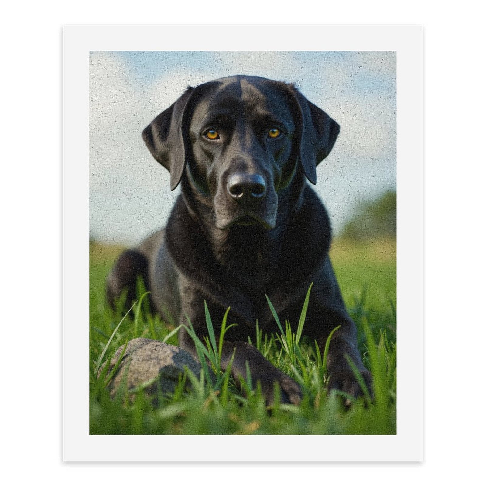 Paint By Numbers Kit for Adults Beginner - Black Labrador Dog In Grass Field DIY Canvas Painting Kits for Adults, Frameless Paint By Number for Adults for Home Wall Decor 16x20 Inch
