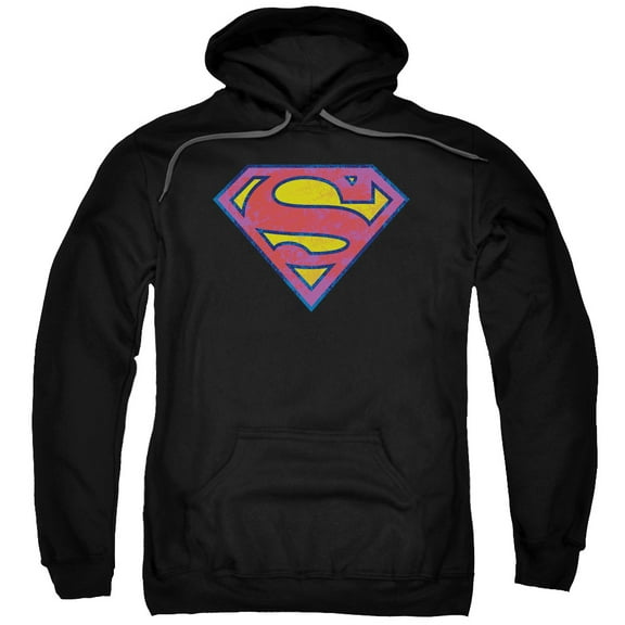 Superman - Sm Neon Distress Logo - Pull-Over Hoodie - Medium
