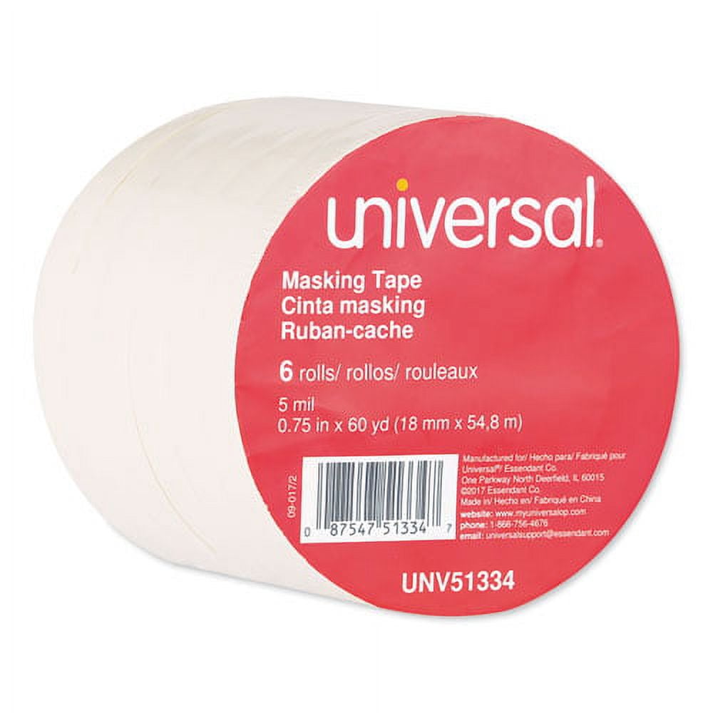 Removable General-Purpose Masking Tape, 3" Core, 18 Mm X 54.8 M, Beige, 6/pack | Bundle of 5 Packs