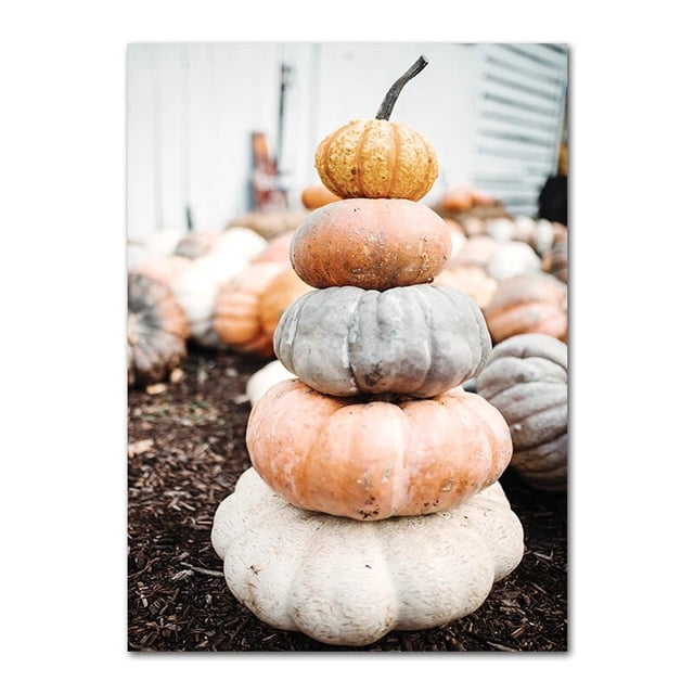 Póster de lienzo de decoración de otoño, hojas amarillas, vista de otoño, arte de pared, Impresión de pintura de calabaza, imagen de Halloween, sala de estar, dormitorio