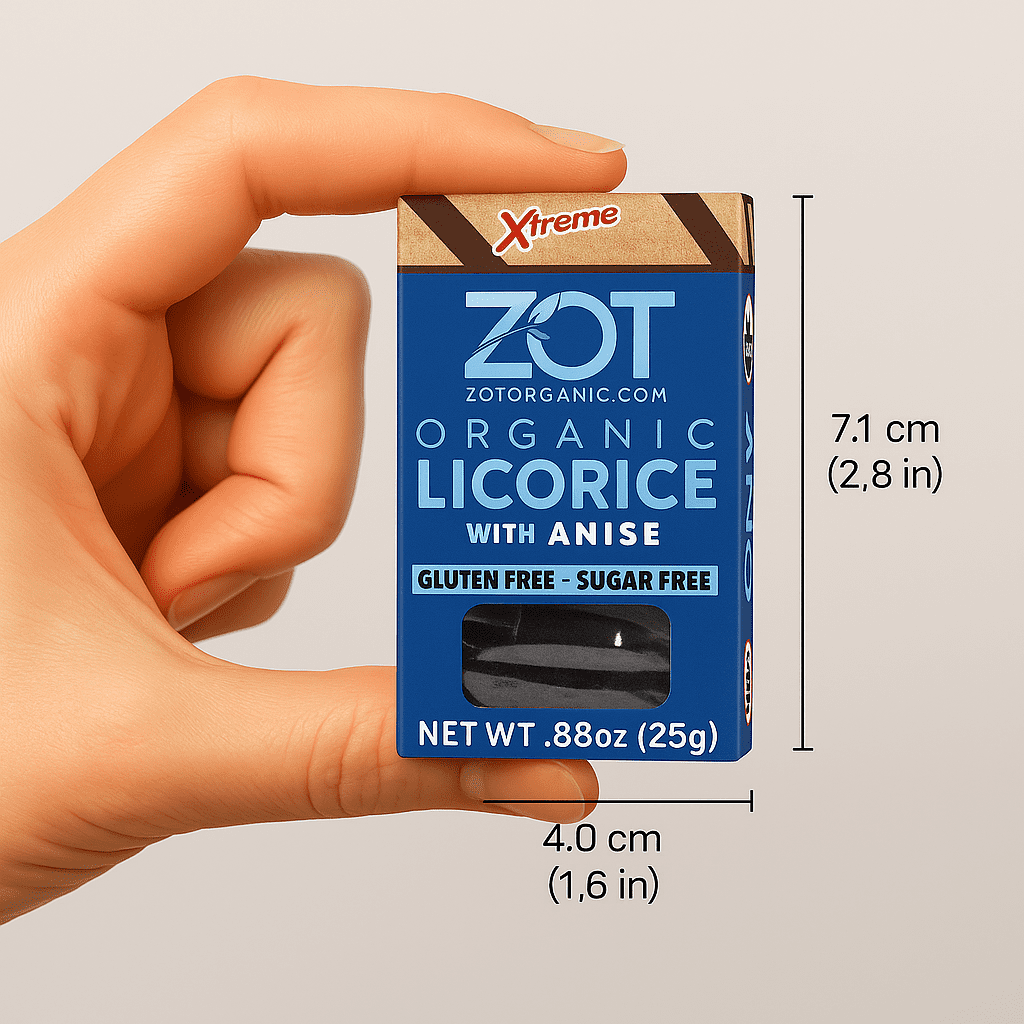ZOT 100% pure Organic Licorice extr., with Anise flavor, 0.4 oz flip-top box, Set of 5