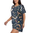 thumbnail image 2 of Picia Retro Forest Animals Pajamas Sets for Women Soft Short-Sleeved Pjs with Lounge Shorts Two Piece Sleepwear-X-Large, 2 of 9