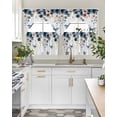 thumbnail image 4 of Navy Blue Spring Floral Swag Curtains for Living Room/Bedroom Windows, Farmhouse Butterfly Watercolor Kitchen Curtains and Valances Set 36 Inch Length, Light Filtering Swags Valance Curtain Panels, 4 of 5