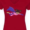 thumbnail image 4 of Inktastic African American Girl, Purple Cape, Superhero Girl Women's V-Neck T-Shirt, 4 of 5