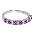 thumbnail image 2 of Dazzlingrock Collection Round Amethyst & White Diamond Bridal Anniversary Wedding Band for Women (0.12 ctw, Color I-J, Clarity I1-I2) in 18K White Gold, Size 6, 2 of 4