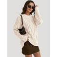 thumbnail image 6 of Women'S Oversized Cable Knit Crewneck Sweaters Apricot M, 6 of 9