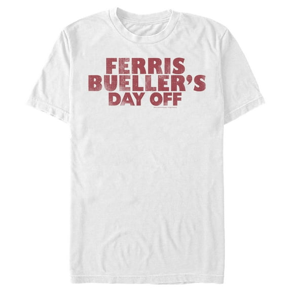Men's Ferris Bueller's Day Off Distressed Logo Text Graphic Tee White Medium