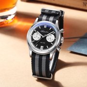 ADDIESDIVE Mens Watches Chronograph Multifunction 100m Waterproof Diver Watches with Japanese Quartz Movement Stainless Steel Case & Luminous Dial, Black