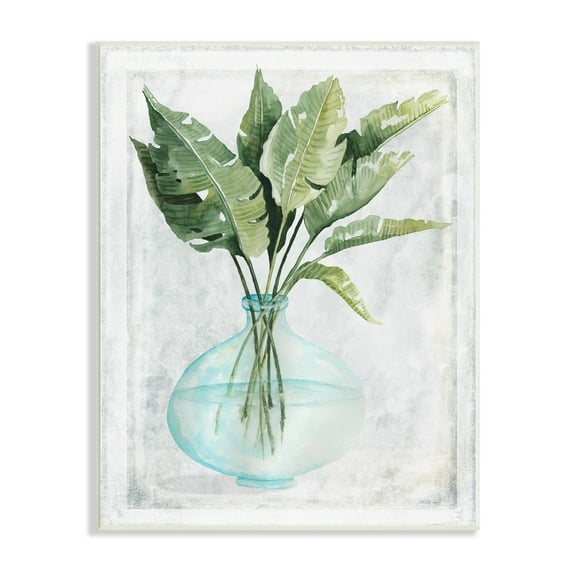 Stupell Industries Green Plant Leaves Glass Vase Rustic Illustration Paintings Unframed Art Print Wall Art, 10x15, by Cindy Jacobs