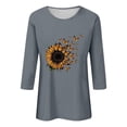 thumbnail image 4 of T-Shirt à Manches Courtes pour Femmes Seductiva Rabais de 50 % Liquidation T-Shirt à Col Rond Imprimé à Manches Sept Quarts Décontracté Haut, 4 of 4