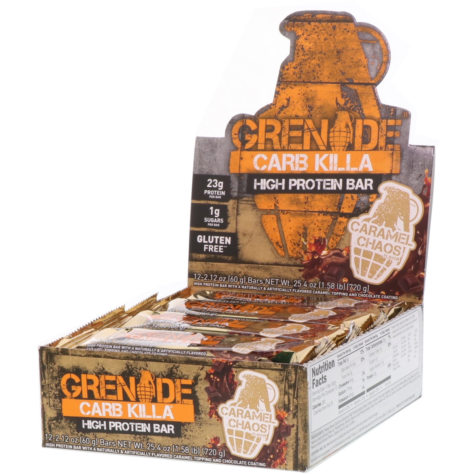 Grenade Carb Killa, High Protein Bar, Caramel Chaos, 12 Bars, 2.12 oz