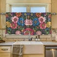 thumbnail image 2 of Yayeee Kitchen Curtains Set of 2 Light Filtering 57"x24" Over Sink Window Panels, Vibrant Blooming Flowers, 2 of 7