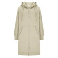 thumbnail image 6 of Domzest Zip Up Hoodie Women 2026 Fall Casual Long Tunic Sweatshirts Oversized Hooded Jacket Coat With Zipper Pockets Beige L, 6 of 6