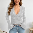thumbnail image 4 of XIYON Tshirts For Women Women's Slim Fit Long Sleeve V Neck Lace Top Elegant Basic For Daily Wear And Casual Outings Lightweight 2026 Trendy Clothes, 4 of 7