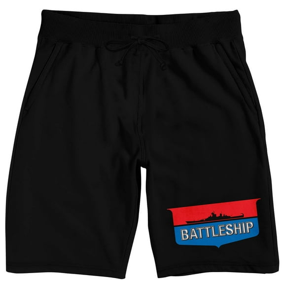 Battleship Shield Logo Men's Black Sleep Pajama Shorts