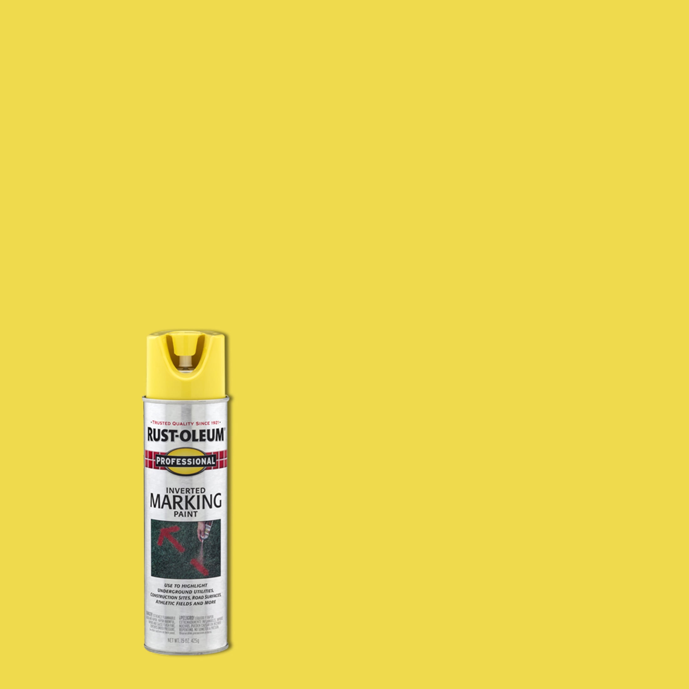 (12 pack) 6 Pack, High Visibility Yellow, Rust-Oleum Professional Inverted Marking Paint Spray-2544838, 15 oz
