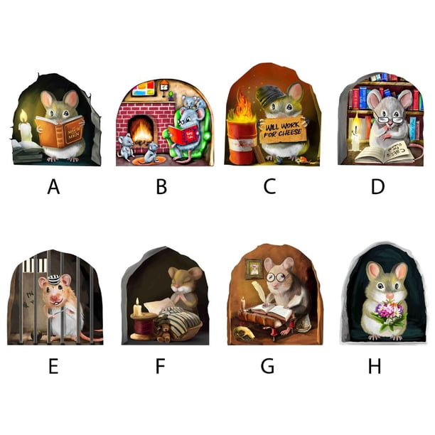PVC Mouse Hole Wall Sticker Funny Rat Animal Mural Wallpapers Home Decor (A) Likrtyny Libre de BPA