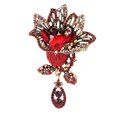 thumbnail image 1 of Broche de flores para mujer, broche Retro elegante y exquisito de aleación con diamantes de imitación rojos para fiesta de banquete de boda, 1 of 14