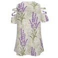 thumbnail image 5 of My Daily Lavenders Floral Vintage Womens Summer V Neck Zipper Top Short Sleeve T Shirt Off Shoulder Top Casual Classy Loose Shirts, 5 of 7