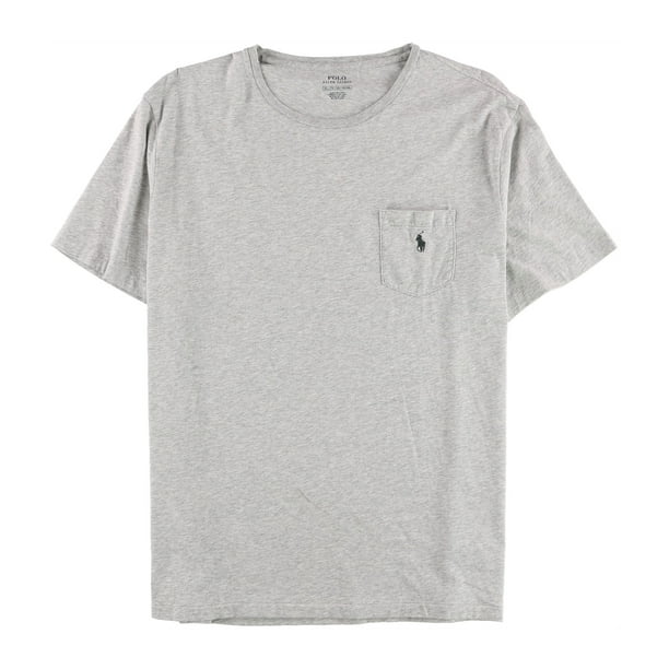 Ralph Lauren Playera básica con bolsillo para hombre, gris, XXL