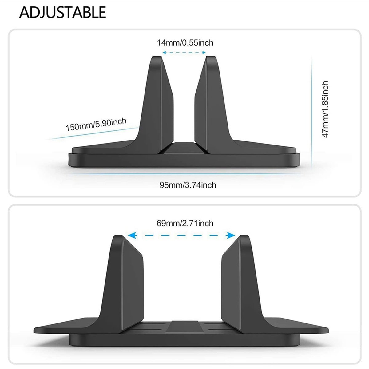 2X Vertical Laptop Stand Holder, Adjustable Laptop Holder Desktop Stand with Adjustable Dock Size (Up to 17.3 Inches)