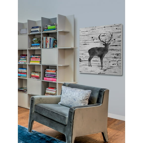 "Deer Birch Bark" Painting Print on White Wood