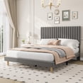 thumbnail image 1 of GloryStar Vertical Channel Tufted Velvet Bed Frame, Adjustable Headboard Platform Bed with Wooden Slats, No Box Spring Required, 1 of 6