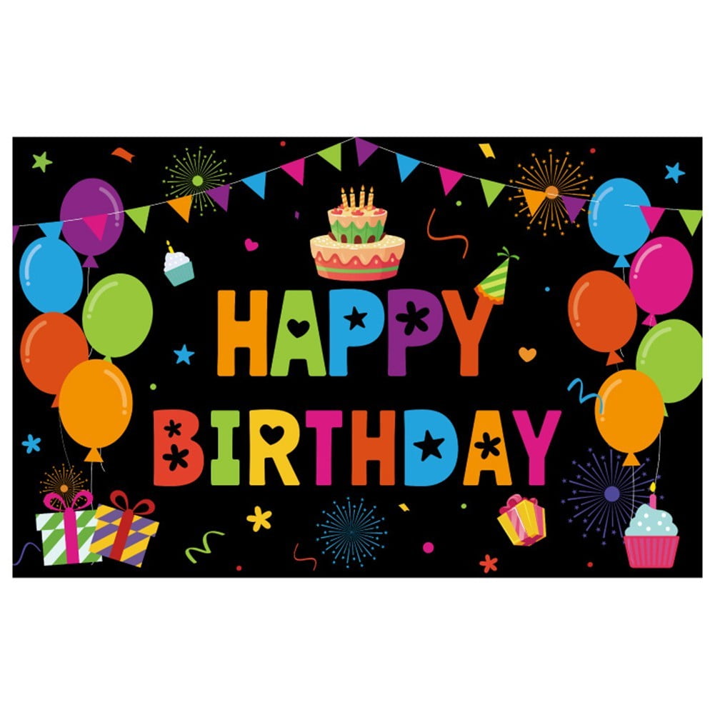 5.9X3.61ft Happy Birthday Backdrop Banner Background Cloth Props Party