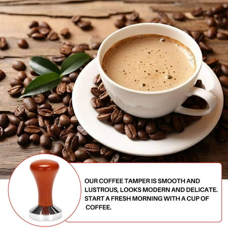 Coffee Tamper Wooden Handle Barista Espresso Machine Grinder 51mm for Coffee and Espresso Powder Hammer Coffee Color
