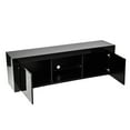 thumbnail image 4 of TV Stand for TVs up to 70 inch, Modern Media Console TV Cabinet with LED Lights, Entertainment Center with Double Doors Storage and Open Shelves, High Gloss TV Cabinet for Living Room, Black, D3241, 4 of 8