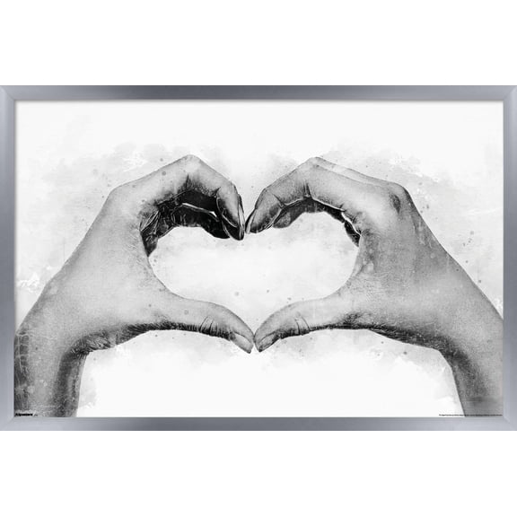 Reinders: Romantic Black & White - Love Sign Wall Poster, 22.375" x 34" Framed