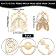 thumbnail image 2 of 6Pcs Moon Moth Charms 18K Gold Plated Stainless Steel Luna Moth Animal Insect Gothic Charms for Jewelry Making Necklace Earrings DIY Craft, 2 of 6