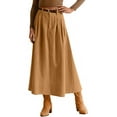 thumbnail image 2 of High Waist Pleated Maxi Skirt with Belt for Women A Line Long Skirt Flared Hem Casual Loose Fit Flowy Skirt, 2 of 4