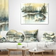 thumbnail image 4 of Designart River in Winter - Landscape Painting Throw Pillow - 16x16, 4 of 5