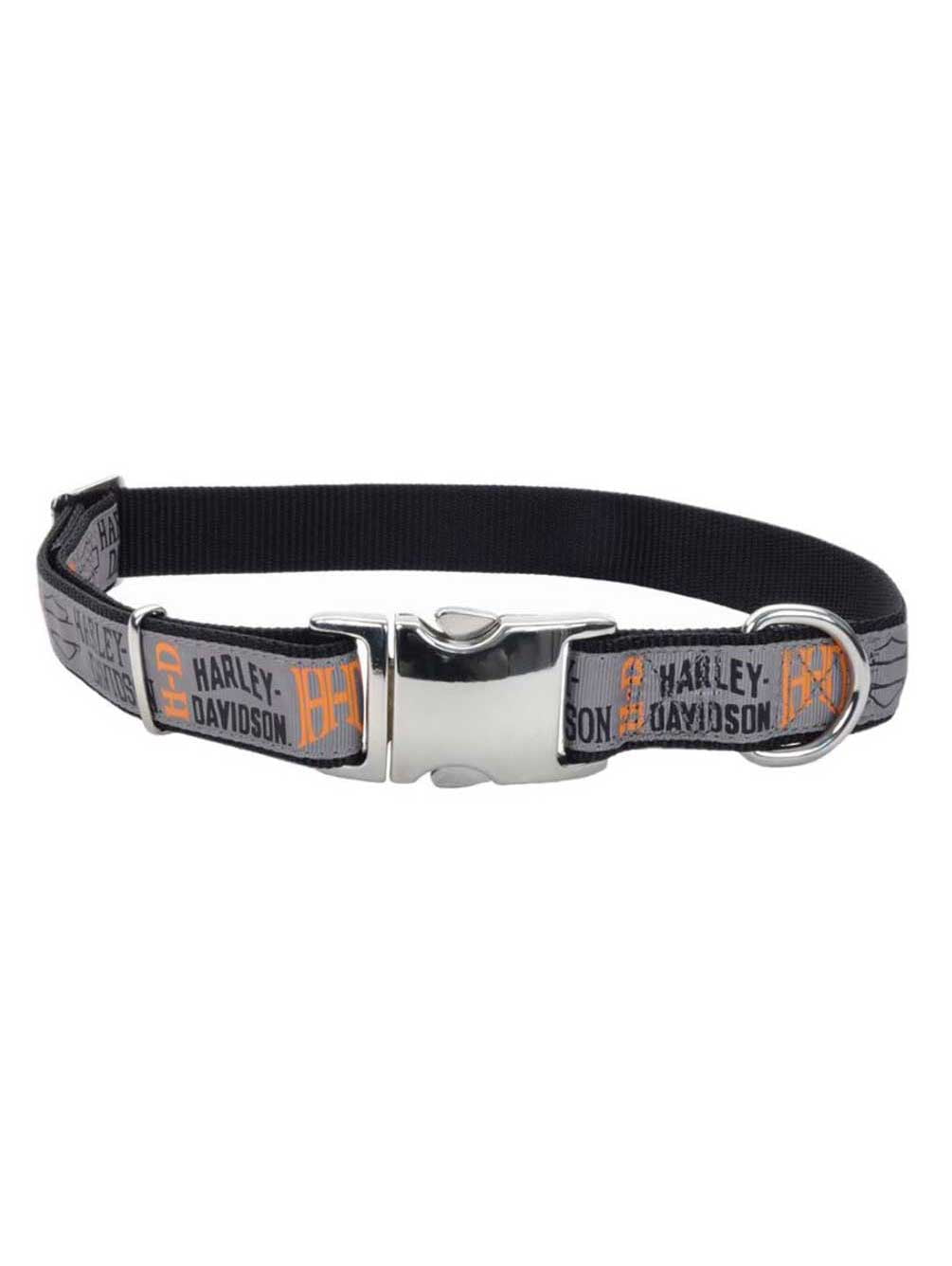 HarleyDavidson 1 in. Adjustable Ribbon Pet Collar Large 26 in