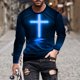 thumbnail image 1 of Blusas y camisas de manga larga con cuello redondo para hombre, blusa informal de manga larga con cuello redondo y estampado de rayas, blusa de poliéster para hombre, 1 of 5