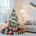 thumbnail image 6 of Emorefun 6 ft Skinny Christmas Trees, Artificial Xmas Tree with White Snow Pine Neddle Branch Tips and Pine Cones for Home/Office, 6 of 7