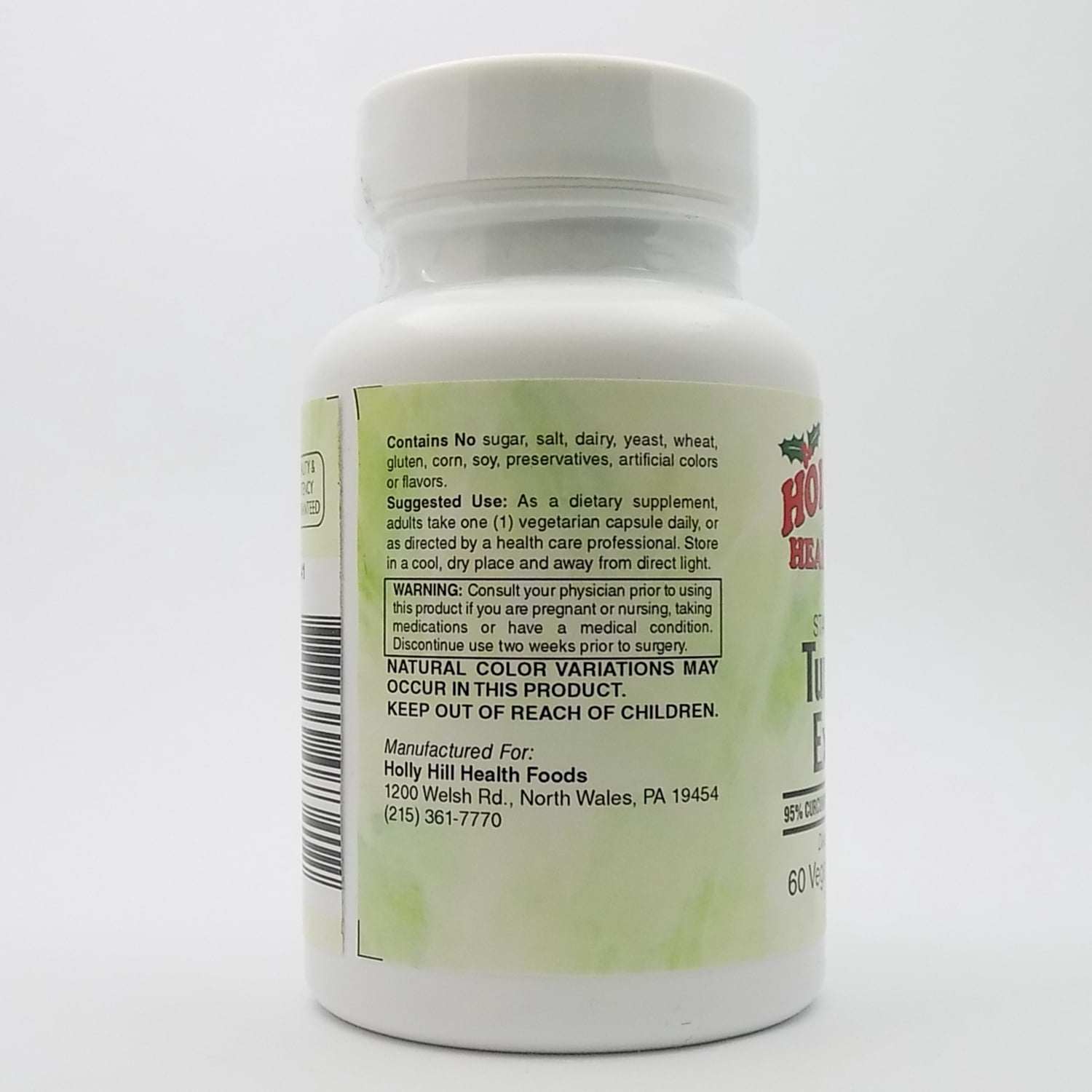 Holly Hill Health Foods, Standardized Turmeric Extract, 500 mg, 60 Vegetarian Capsules