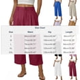 thumbnail image 2 of XPMWRP Women's High Waist Pleated Wide Leg Capri Pants Button Closure Casual Loose Trousers with Pockets Stretchy for Work Purple XXL, 2 of 5