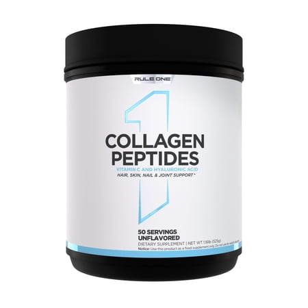 Rule 1 Proteins Collagen Peptides Powder - Hydrolyzed Bovine Collagen Hyaluronic Acid and Vitamin C. Supports Hair Skin & Nails (50 Servings Unflavored)