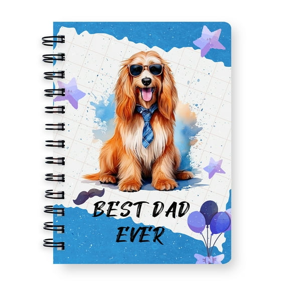 Happy Father's Day Best Afghan Hound Cool Dad Ever Spiral Bound Journal Dog Lover 5x7in Spiral Notebook - 12007