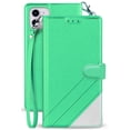 thumbnail image 1 of Mint Infolio Wallet Case Credit Card Slot ID Cover, View Stand [with Wrist Strap Lanyard] for Apple iPhone 12 and iPhone 12 Pro (2020, 6.1" Model), 1 of 7