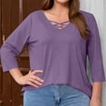 thumbnail image 4 of JUSLIO Plus Size Women Tops Cotton Relaxed Fit Blouses Solid Long sleeve Blouses Purple 2XL, 4 of 8