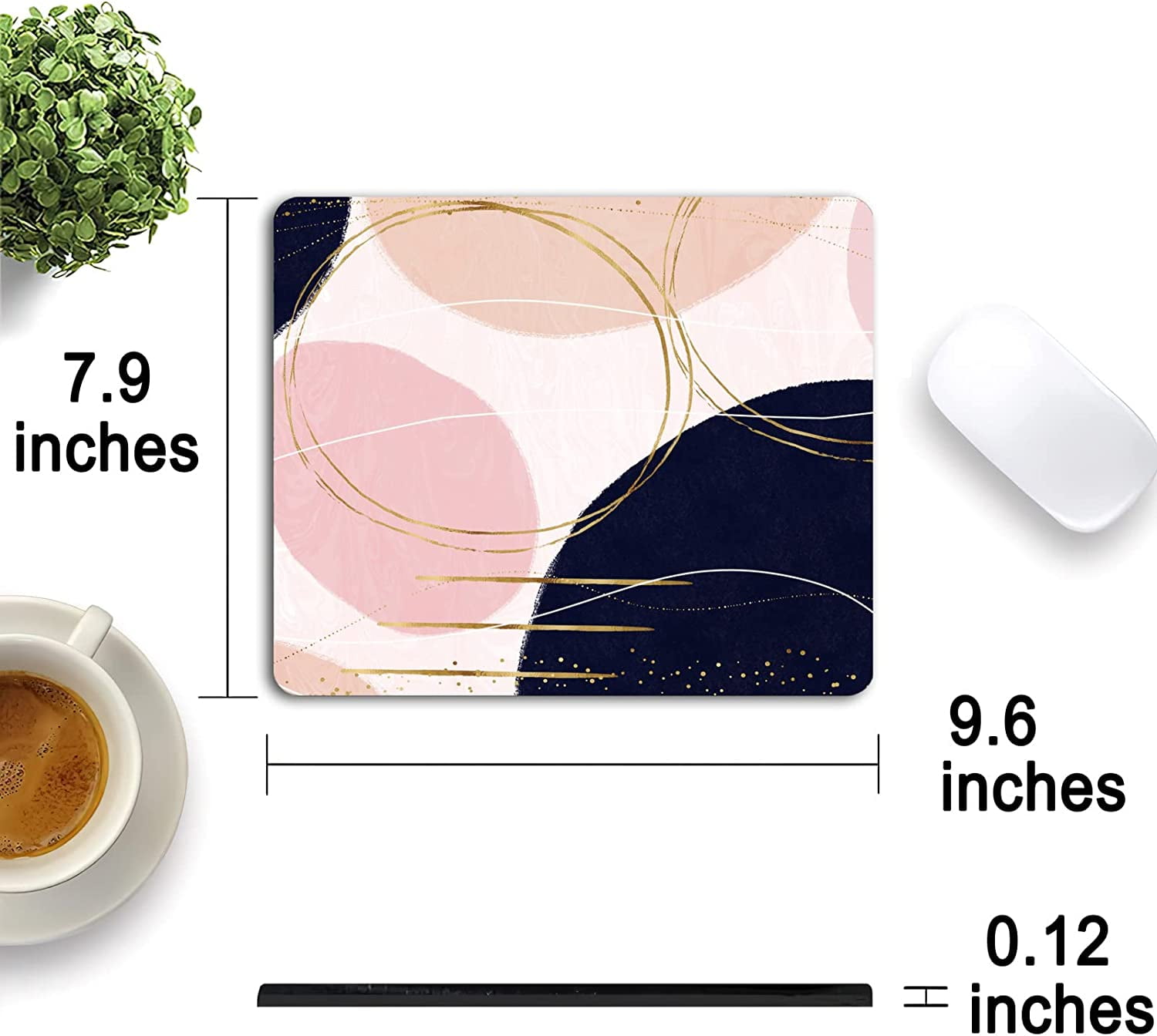 Modern Simple Designs Mouse Pad Pink Blue Gold Gaming Mousepad Non Slip Rubber Square Small Mouse Pads for Wireless Mouse Laptop Computer Mouse Mat Women Girly Office Desk Decor Accessories