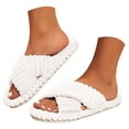 thumbnail image 3 of YLYL House Slippers for Women Open Toe Cross Band Soft Plush Memory Foam Slip on Indoor Outdoor Shoes, 3 of 9