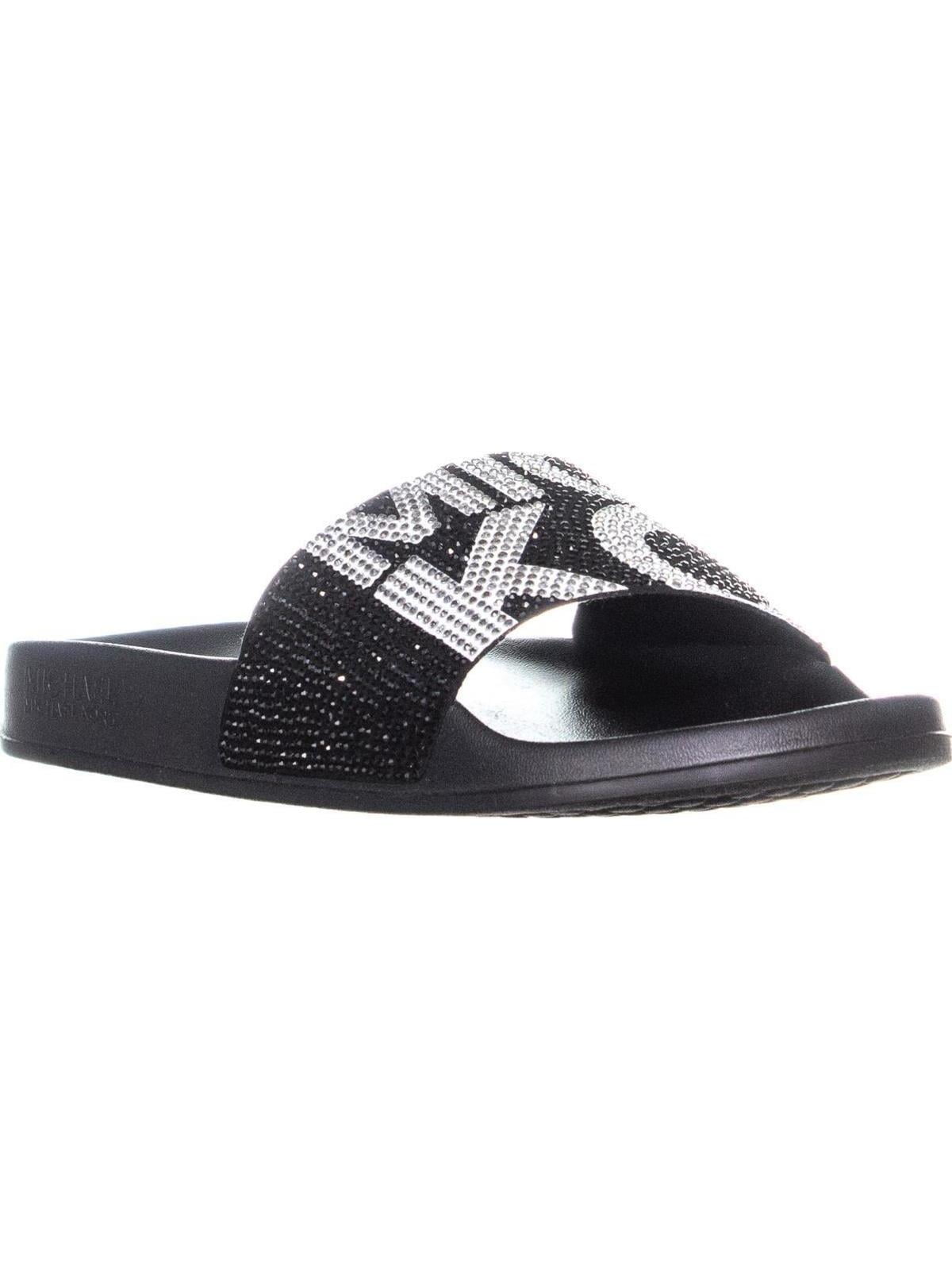 Womens MICHAEL Michael Kors Gilmore Slide Sandals, Black/Optic White -  