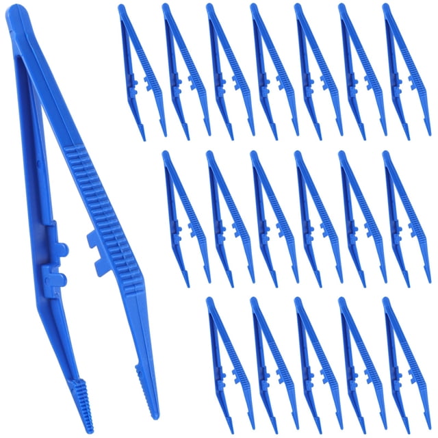 Pinzas de plástico de 250 piezas, pinzas desechables con crestas para los dedos, puntas dentadas y pinzas de punta estrecha para laboratorios de manualidades médicas y clases de ciencias escolares
